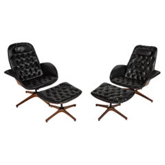 Pair Complimentary Lounge Chairs and Ottomans by George Mulhauser for Plycraft