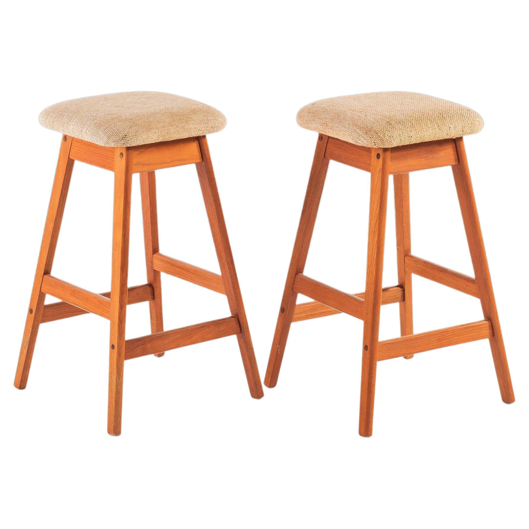 Set of Two '2' Counter Height Barstools by Vamdrup Stolefabrik in Teak For Sale