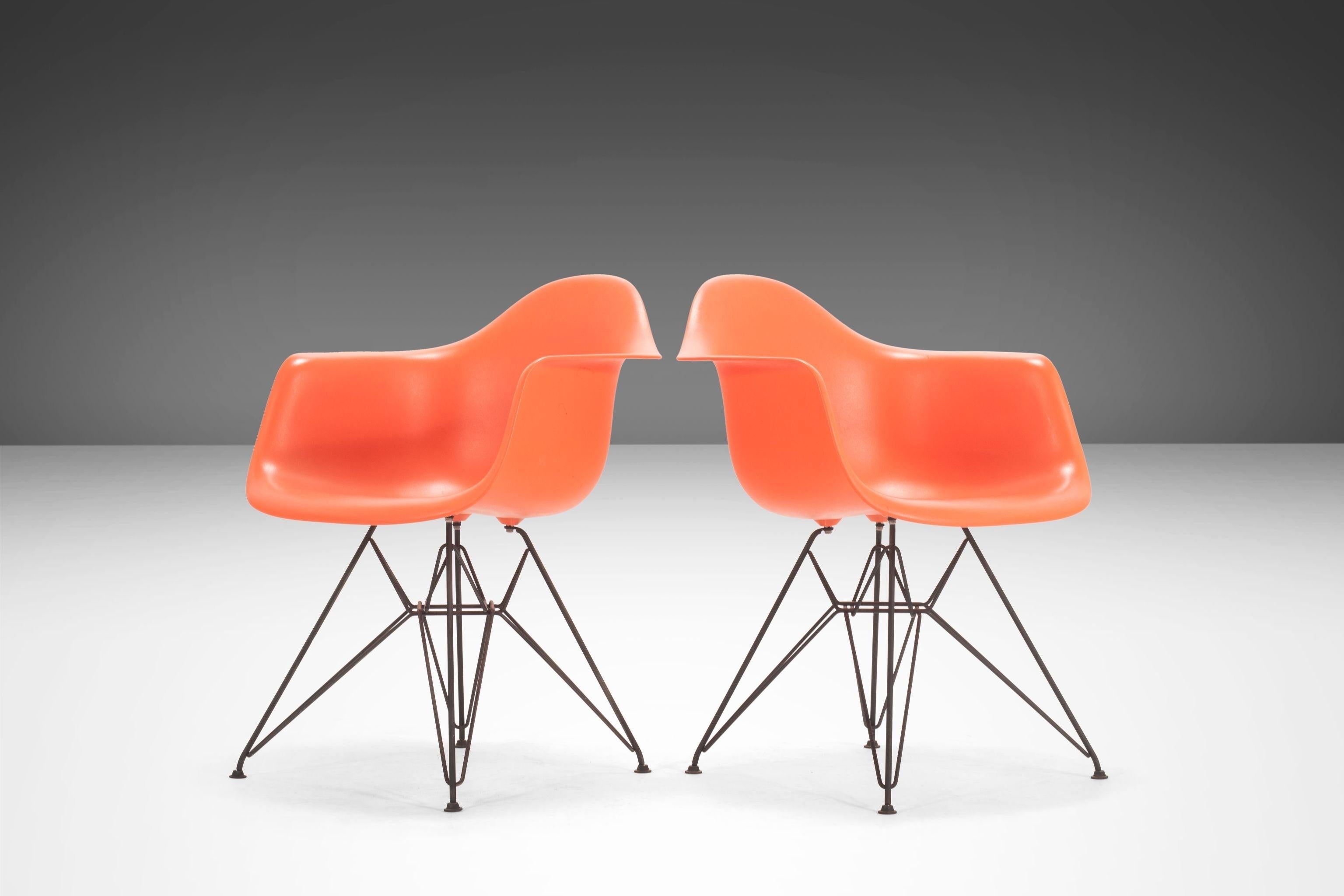 Plastic Set of Two '2' Charles & Ray Eames for Herman Miller DAR Chairs w/ Eiffel Bases