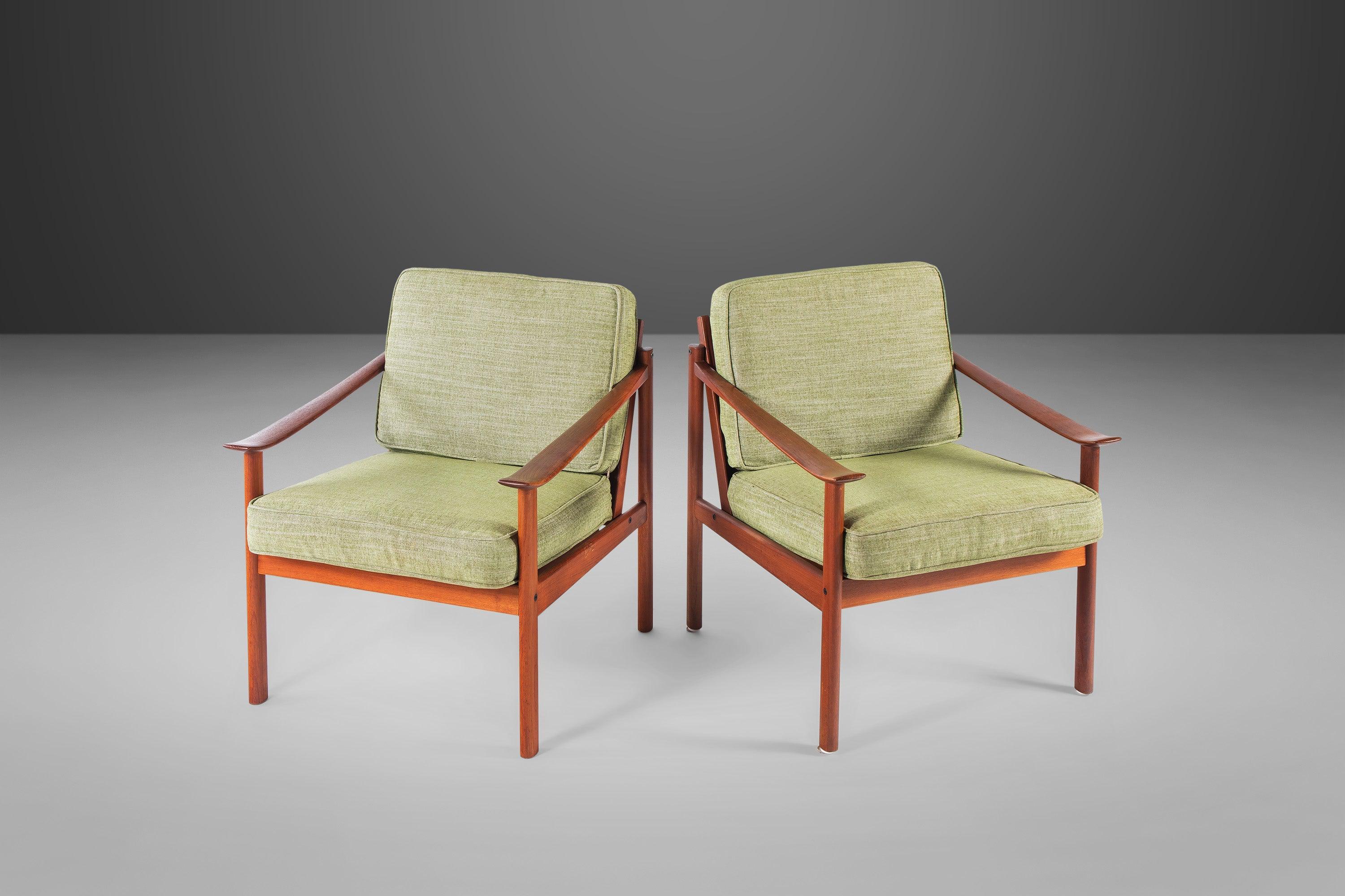 Scandinave moderne Ensemble de deux chaises longues '2' par Peter Hvidt pour Soborg Møbler, Danemark, c. 1960s en vente