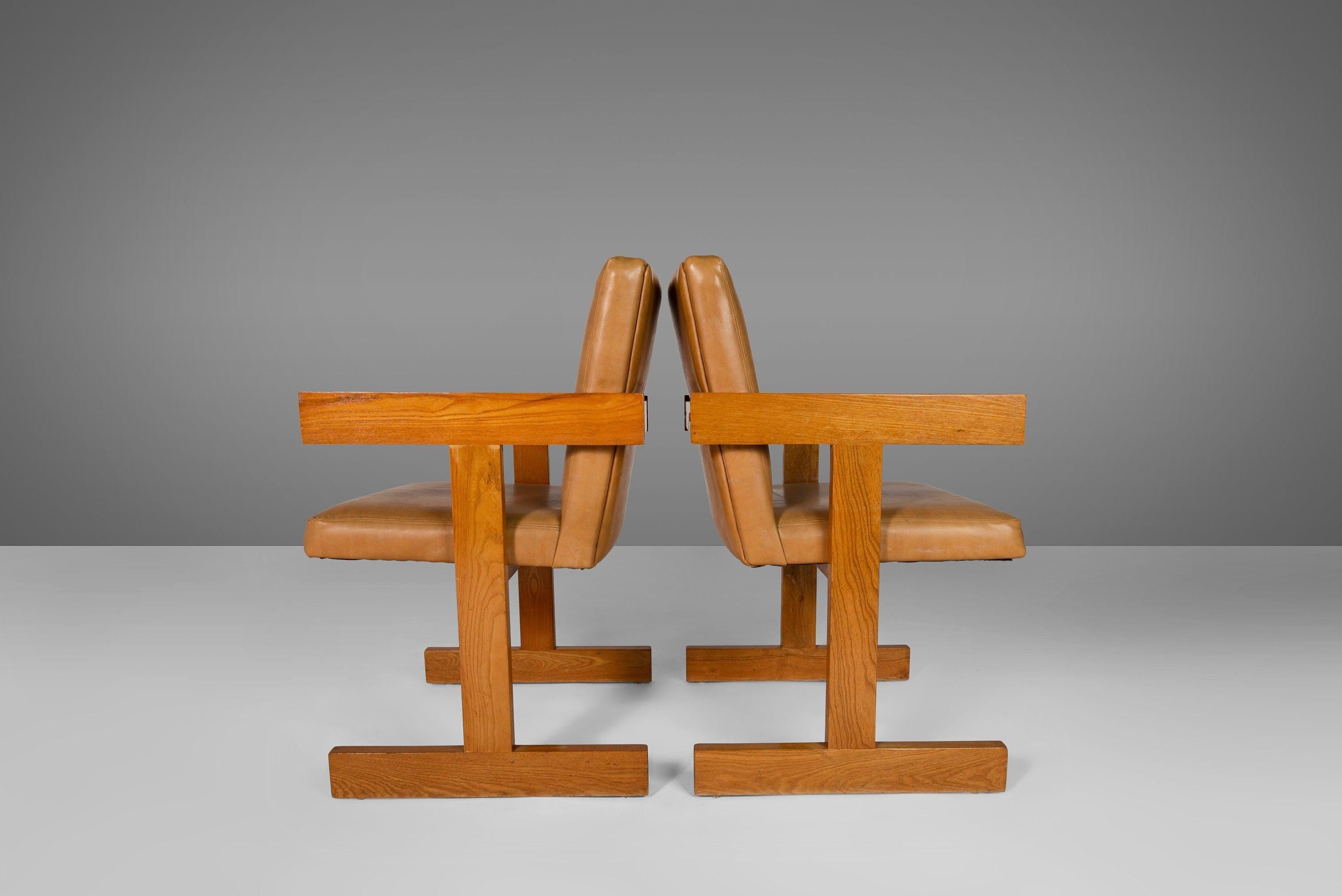 Set of Two (2) Dining Chairs After Jens Risom in Oak, USA, c. 1960s For Sale 4