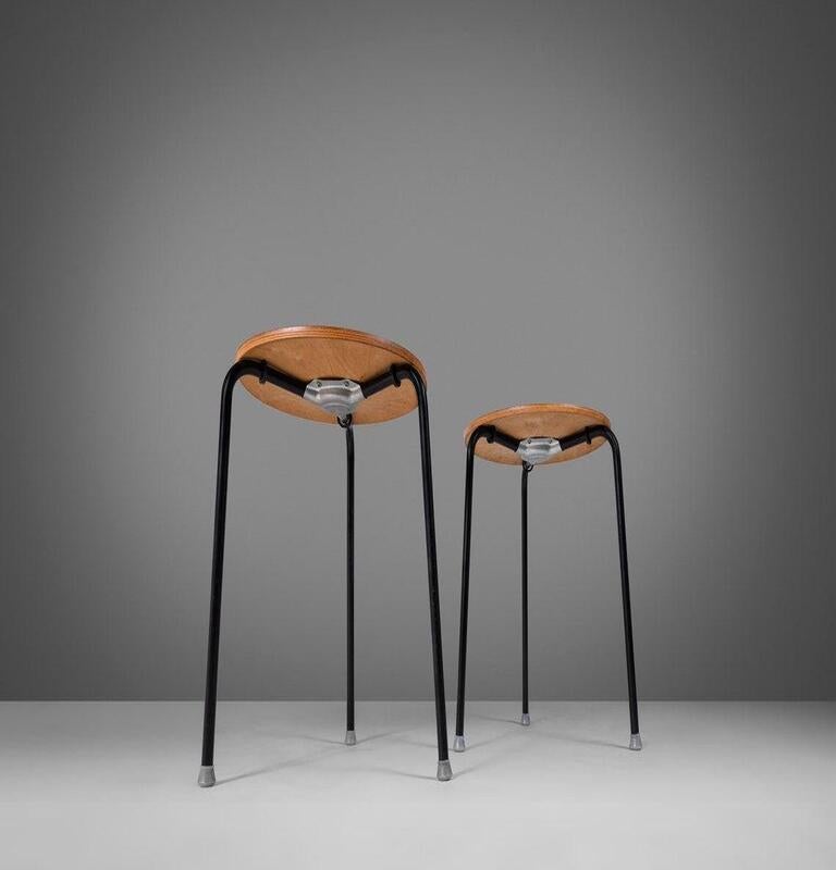 Mid-Century Modern Pair of Early 'Dot' Stools / Nesting Tables by Jacobsen for Fritz Hansen, 1960s