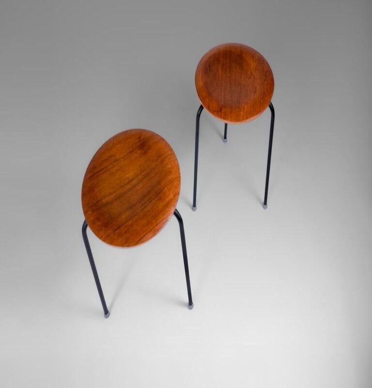 Danish Pair of Early 'Dot' Stools / Nesting Tables by Jacobsen for Fritz Hansen, 1960s