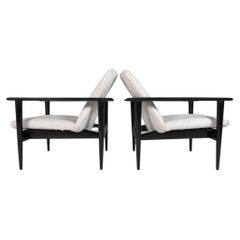 Set of Two '2' Ebonized Danish Modern Lounge Chairs Attributed to Hans Wegner