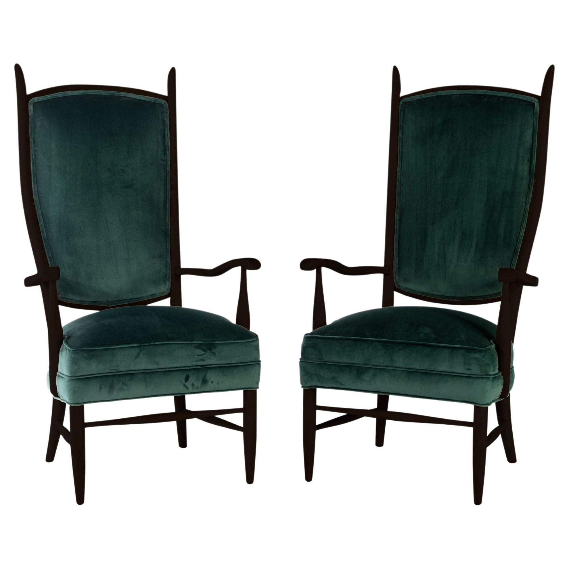 Ensemble de deux chaises Maxwell Royal American à haut dossier « 2 » en bois d'ébène, États-Unis en vente