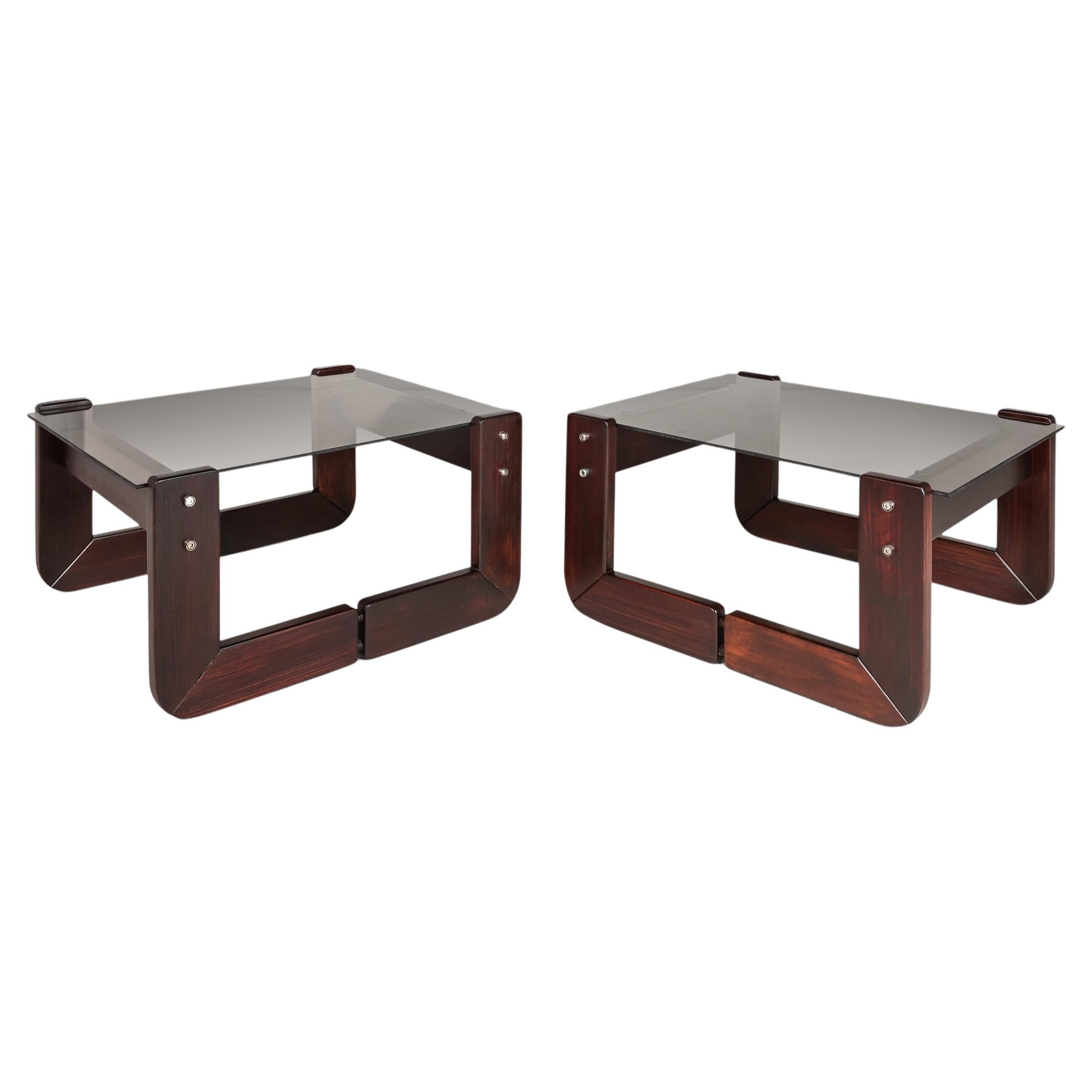 Set of Two '2' End Tables in Jacaranda by Percival Lafer, Brazil, circa 1970s