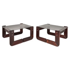 Set of Two '2' End Tables in Jacaranda by Percival Lafer, Brazil, circa 1970s
