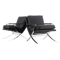 Set of Two (2) Flair Lounge Chairs by Bernhardt Flair in Chrome, USA, c. 1970's