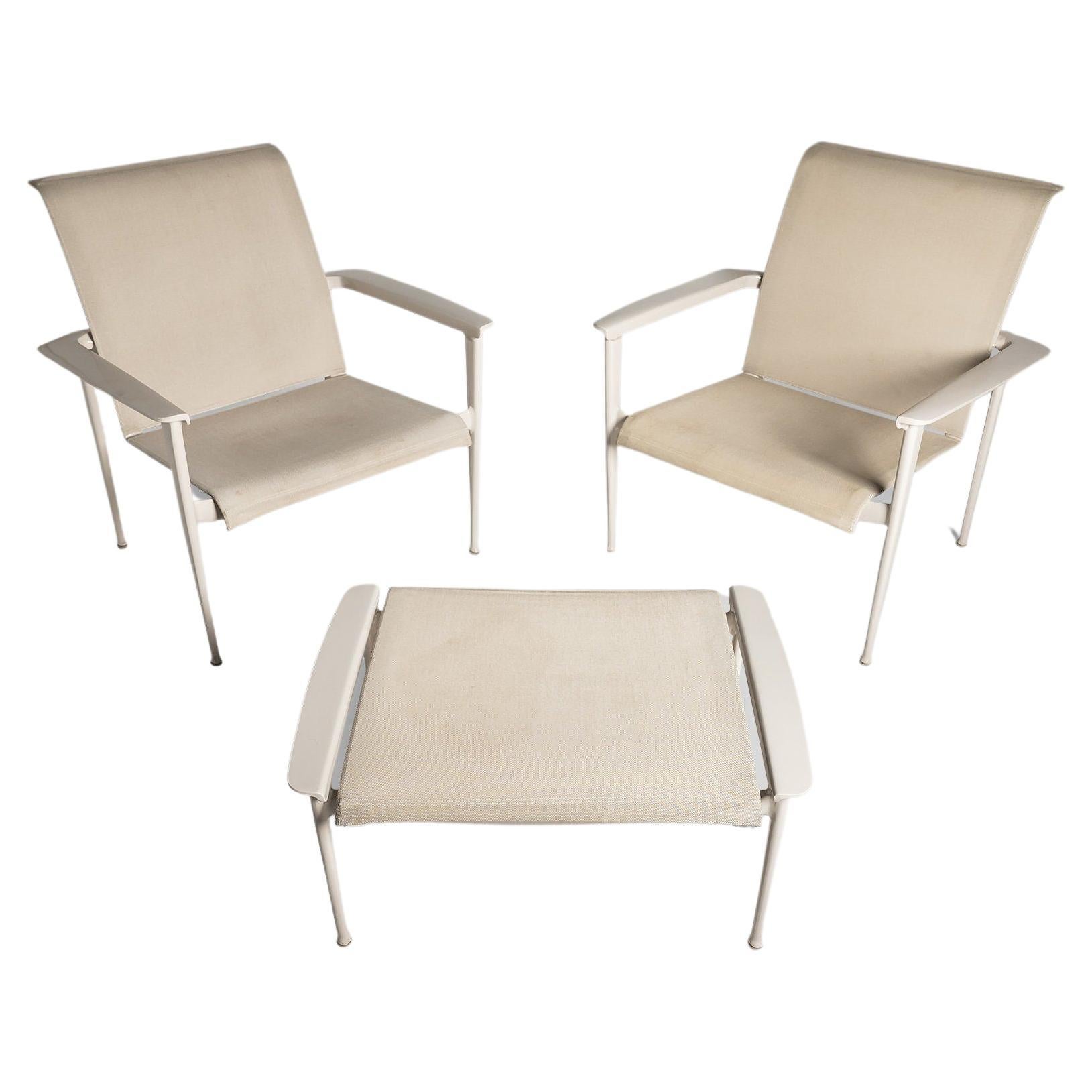 Pair of "Flight" Sling Stacking Lounge Chairs w/ Ottoman by Brown Jordan, 2011