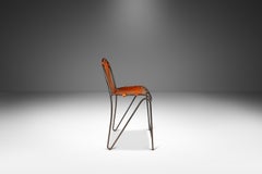 Set of Two (2) French Wrought Iron Barstools After Jacques Adnet, France 1950's