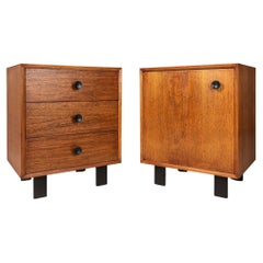 Set of Two '2' George Nelson Walnut End Tables Dressers for Herman Miller, 1960