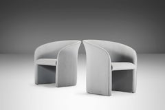 Set of Two (2) Grey Barrel Chairs in the Manner of Milo Baughman, USA, c. 1980's