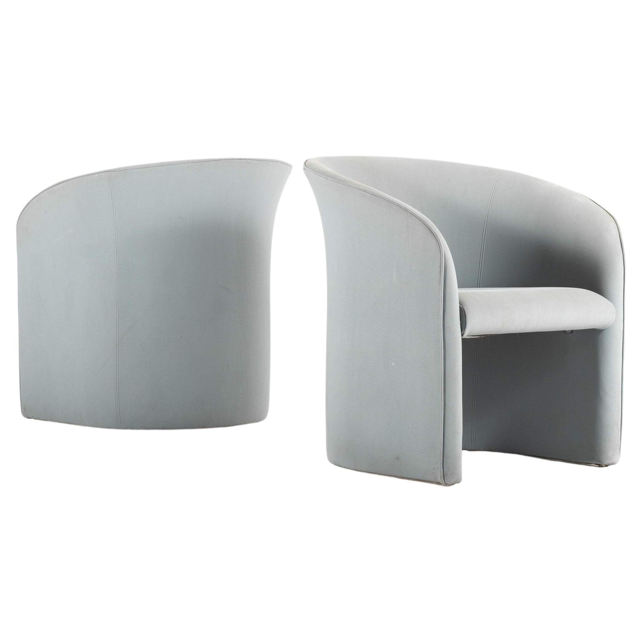 Set of Two (2) Grey Barrel Chairs in the Manner of Milo Baughman, USA, c. 1980's For Sale