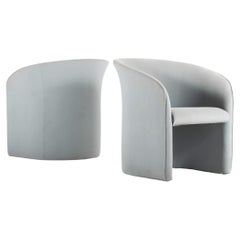 Set of Two (2) Grey Barrel Chairs in the Manner of Milo Baughman, USA, c. 1980's