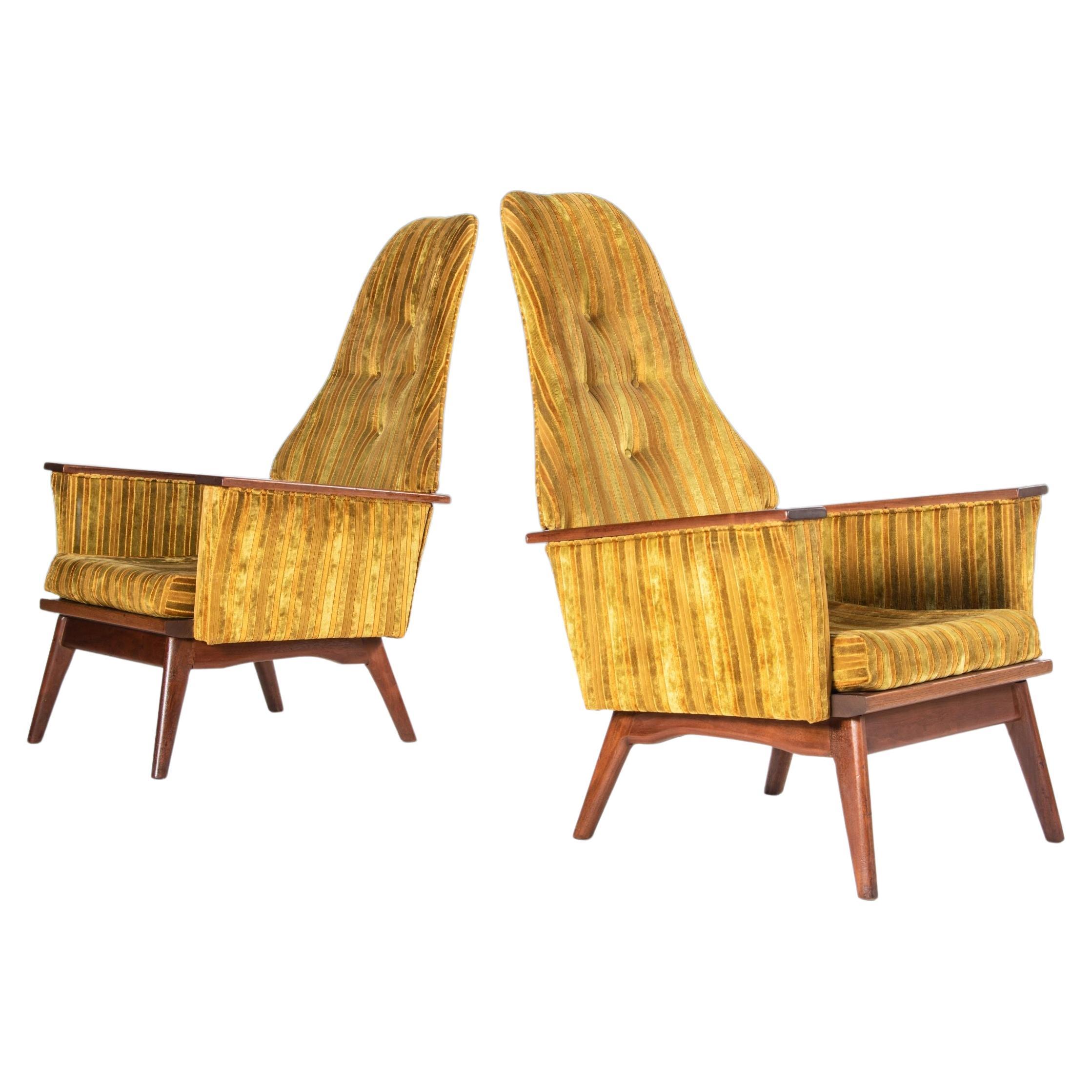 Set of Two (2) High Back "Slim Jim" Chairs After Adrian Pearsall by Krohler 1960