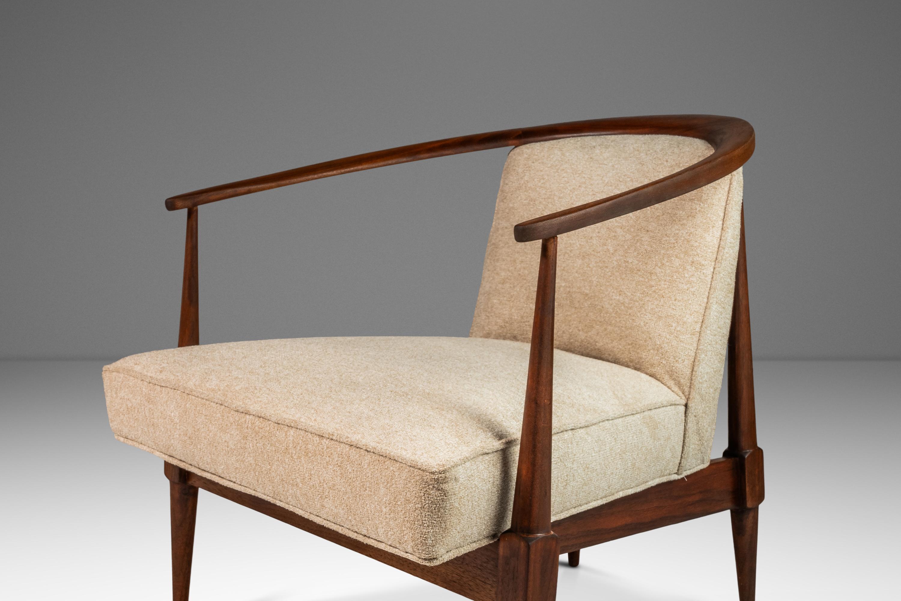 Set of Two (2) Horseshoe Lounge Chairs in Walnut After  Kipp Stewart, c. 1960's For Sale 7