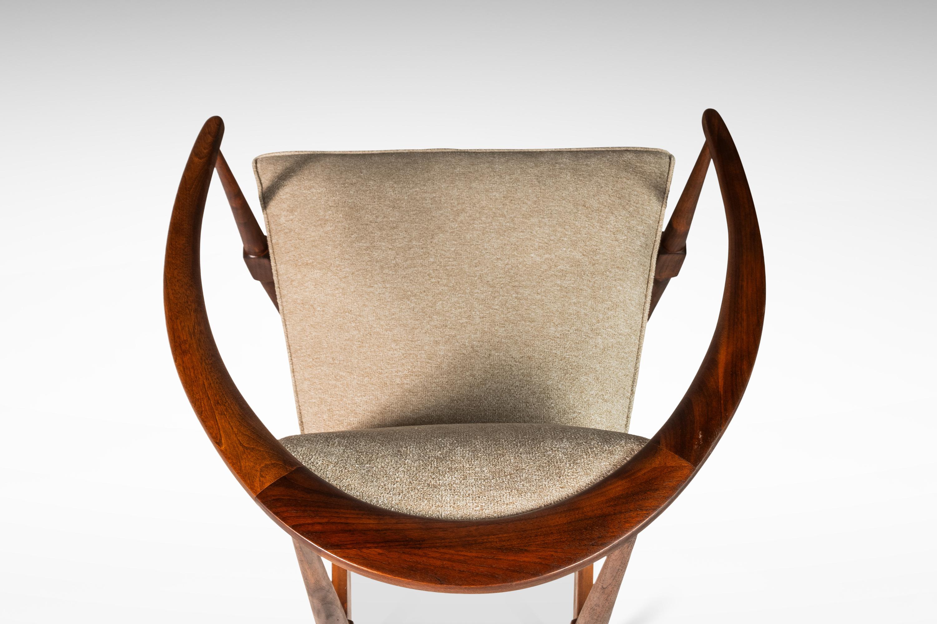 Set of Two (2) Horseshoe Lounge Chairs in Walnut After  Kipp Stewart, c. 1960's For Sale 9