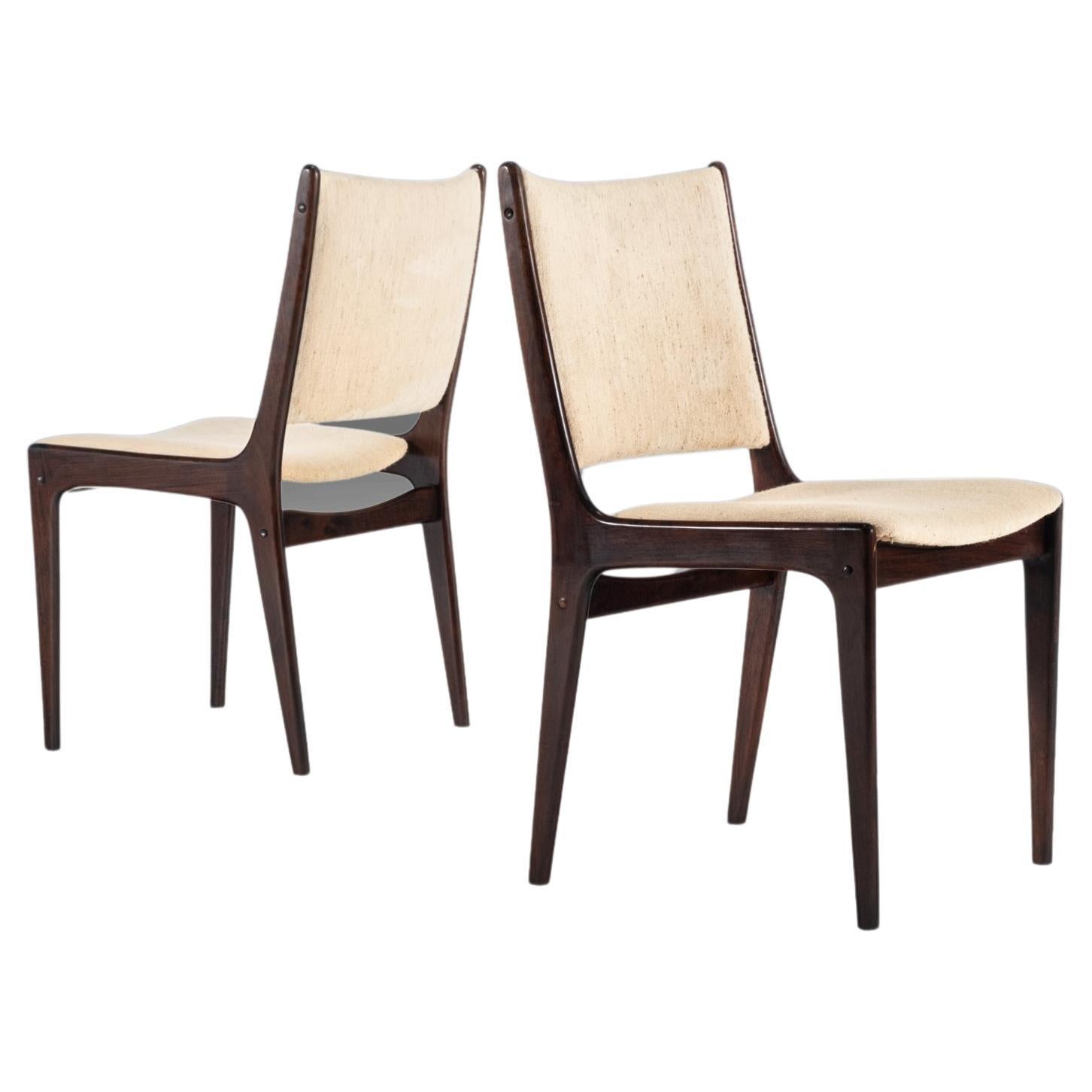 Set of Two (2) Mid Century Danish Modern Contoured Rosewood Dining Chairs, 1970s For Sale