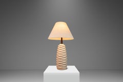 Set of Two ( 2 ) Mid-Century Modern Ceramic Table Lamps w/ Walnut Necks, 1960's