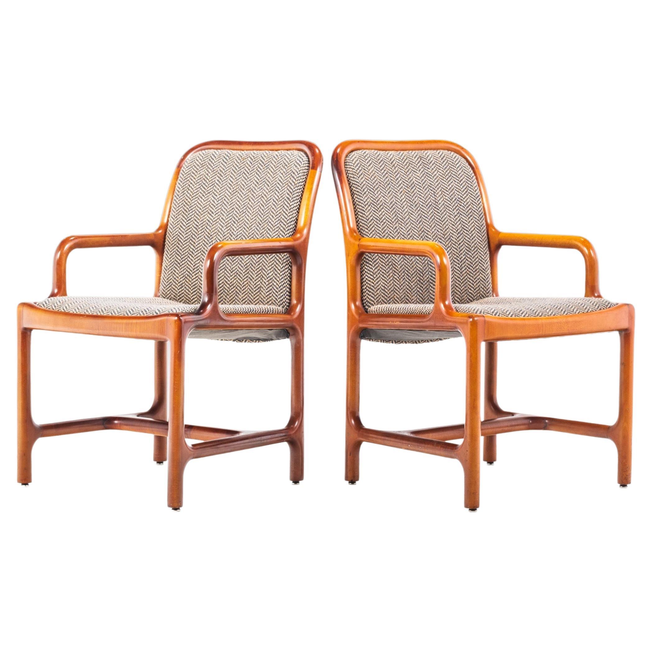 Set of Two '2' Mid-Century Modern Pretzel Chairs in Oak and Original Tweed, USA For Sale