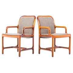 Vintage Set of Two '2' Mid-Century Modern Pretzel Chairs in Oak and Original Tweed, USA