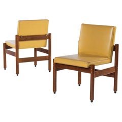Set of Two 
2
 Minimalist Thonet Floating Walnut Armless Chairs, c. 1960s