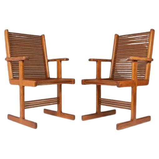 Set of Two (2) Modern Spindle Arm Chairs After Stephen Hynson, c. 1980 For Sale