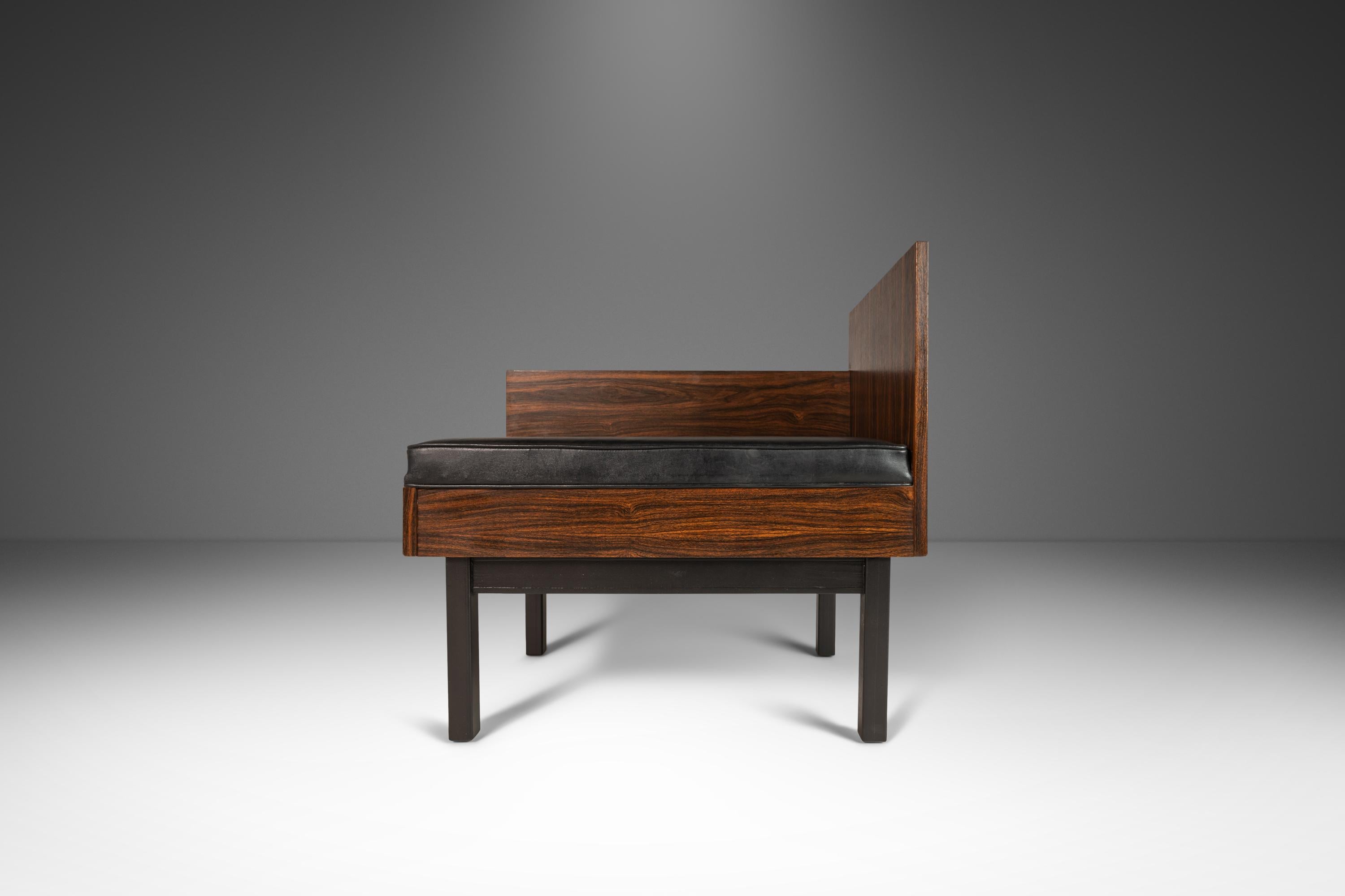 Mid-20th Century Set of Two ( 2 ) Modular Benches Kissing Benches in Rosewood Laminate, c. 1950's For Sale