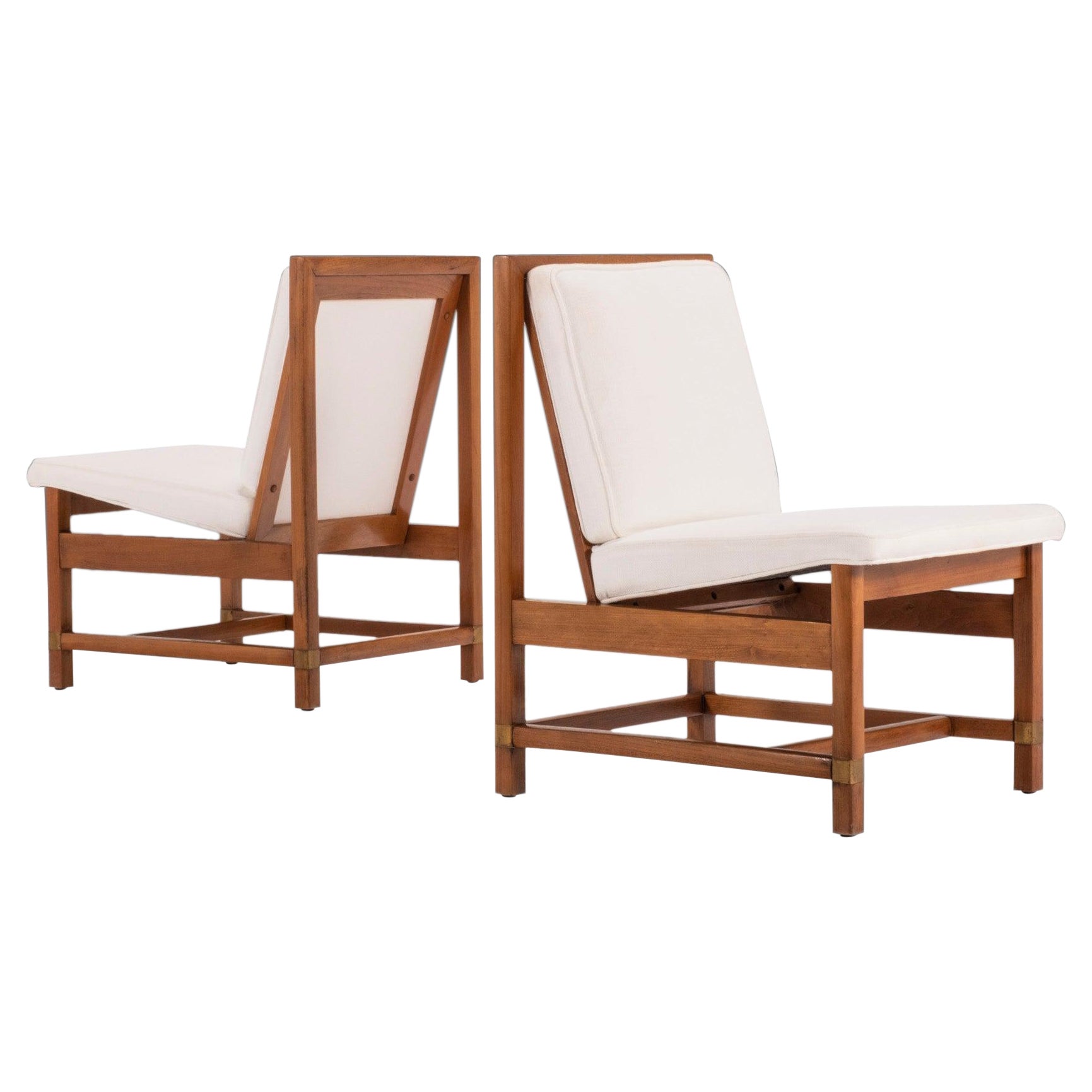Set di due sedie da salotto '2' Oak di Hickory in tessuto Boucle Avorio di Knoll, anni '60 in vendita