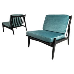 Set of Two '2' Rare Lounge Chairs by Ib Kofod Larsen for Selig, Denmark, C. 1950