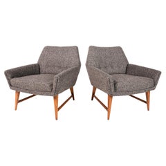 Set of Two '2' Restored Angular Lounge Chairs After Gio Ponti, Italy, c. 1960's