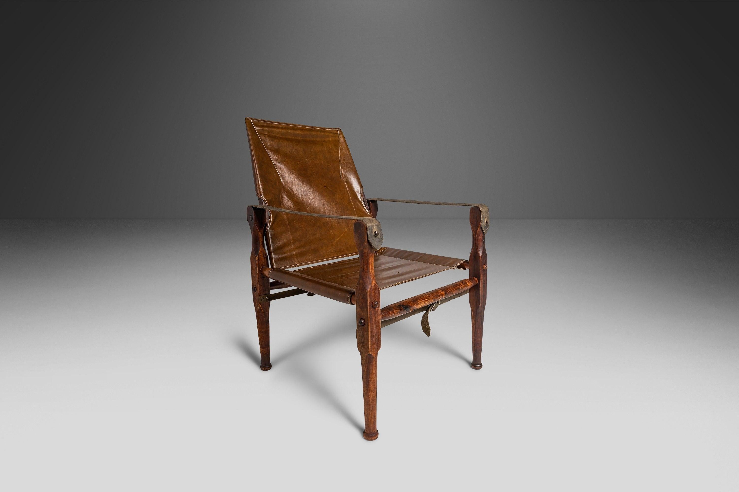 Mid-Century Modern Set of Two (2) Safari Chairs by Kaare Klint for Rud Rasmussen, Denmark, c. 1960s