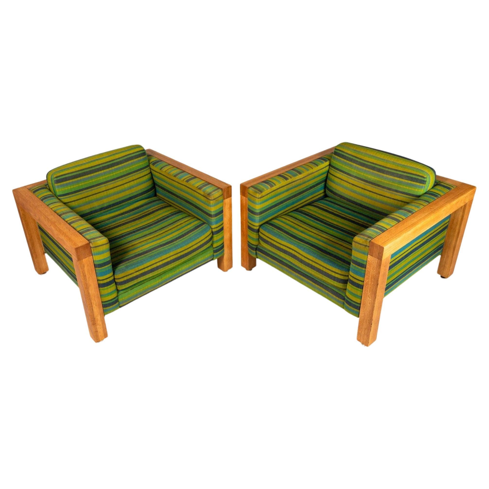 Set of 2 Cube Chairs / Club Chairs After George Nelson for Herman Miller, 1970s For Sale