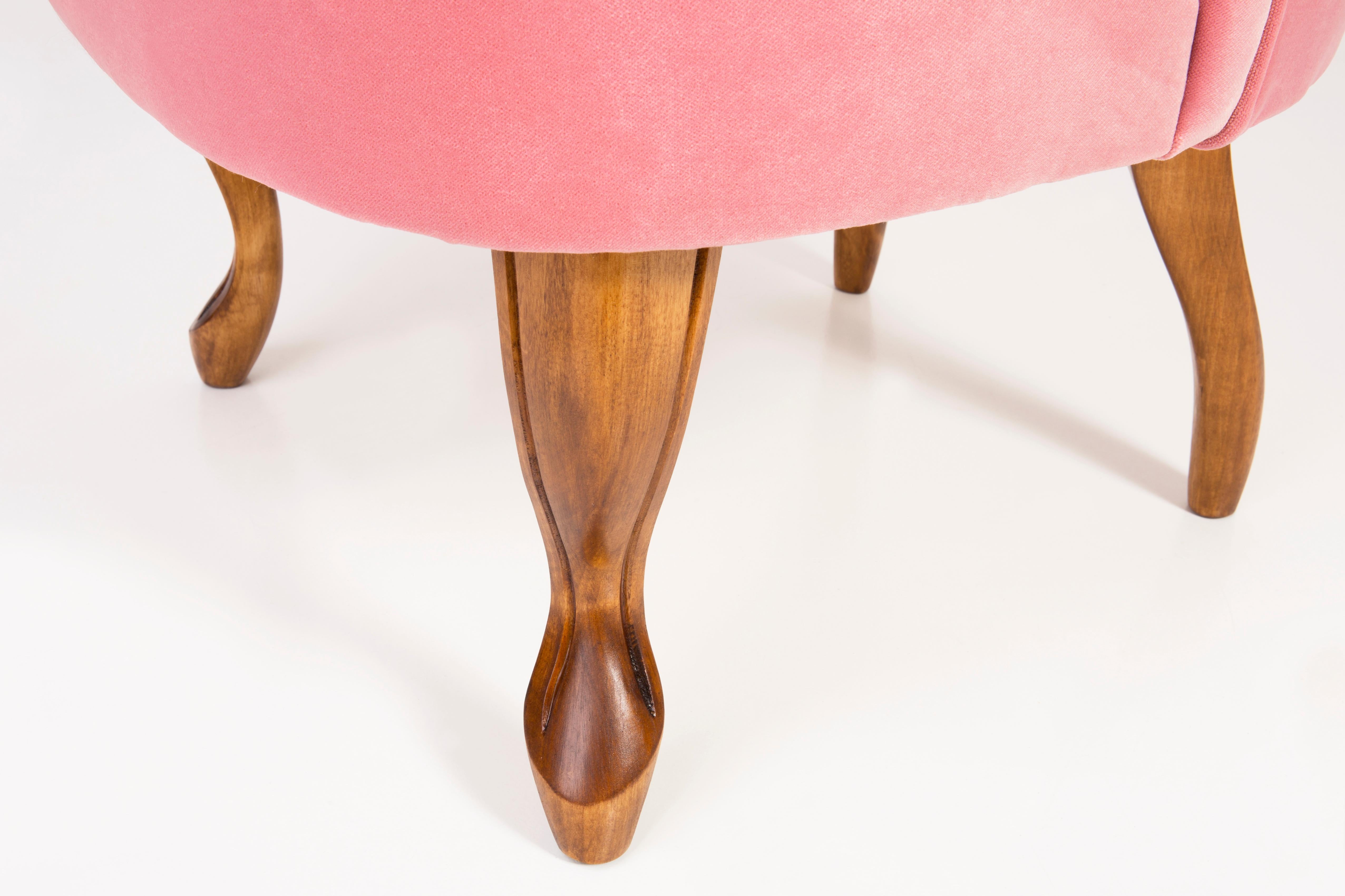 Set of Two 20th Century Art Deco Baby Pink Armchairs, 1950s For Sale 3