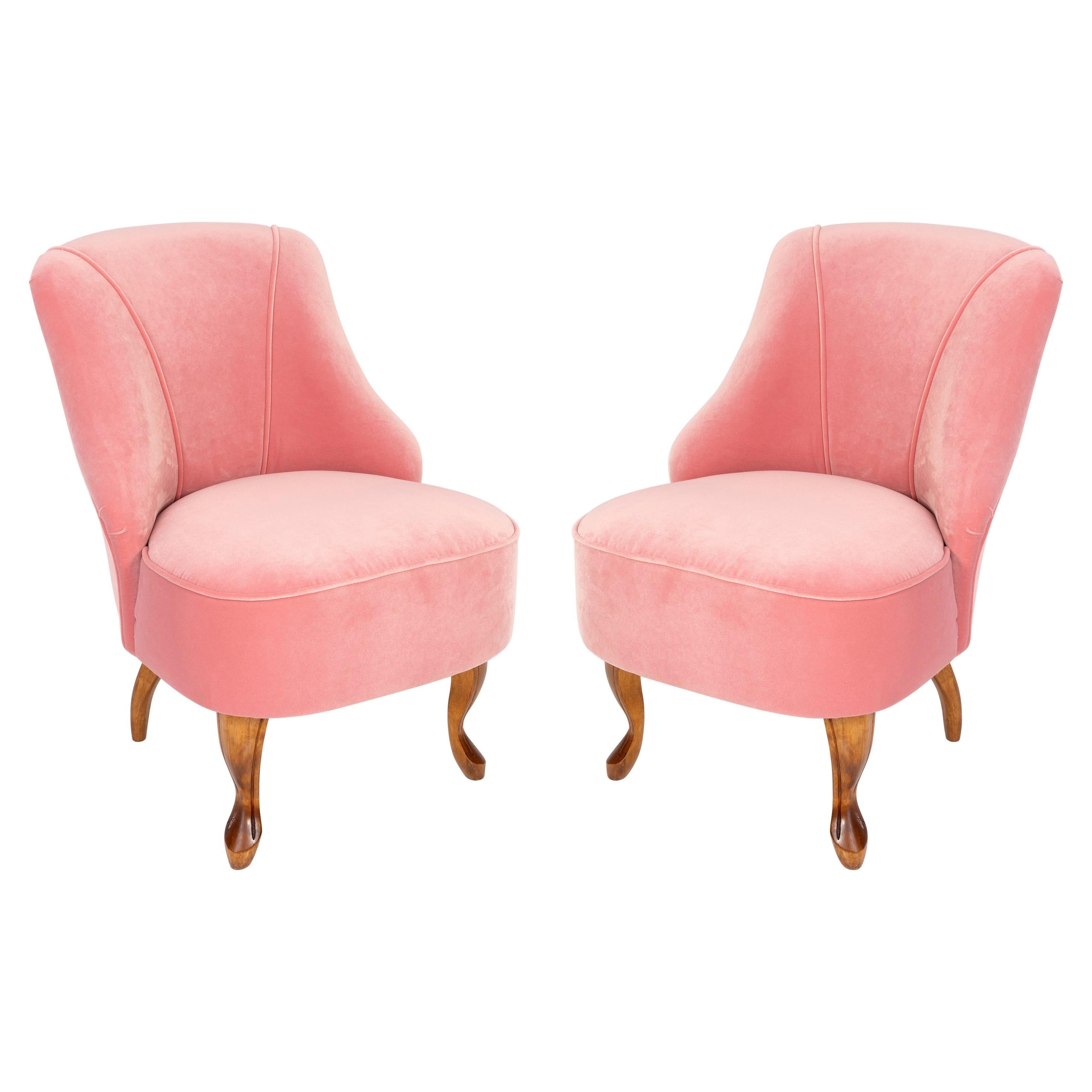Set of Two 20th Century Art Deco Baby Pink Armchairs, 1950s