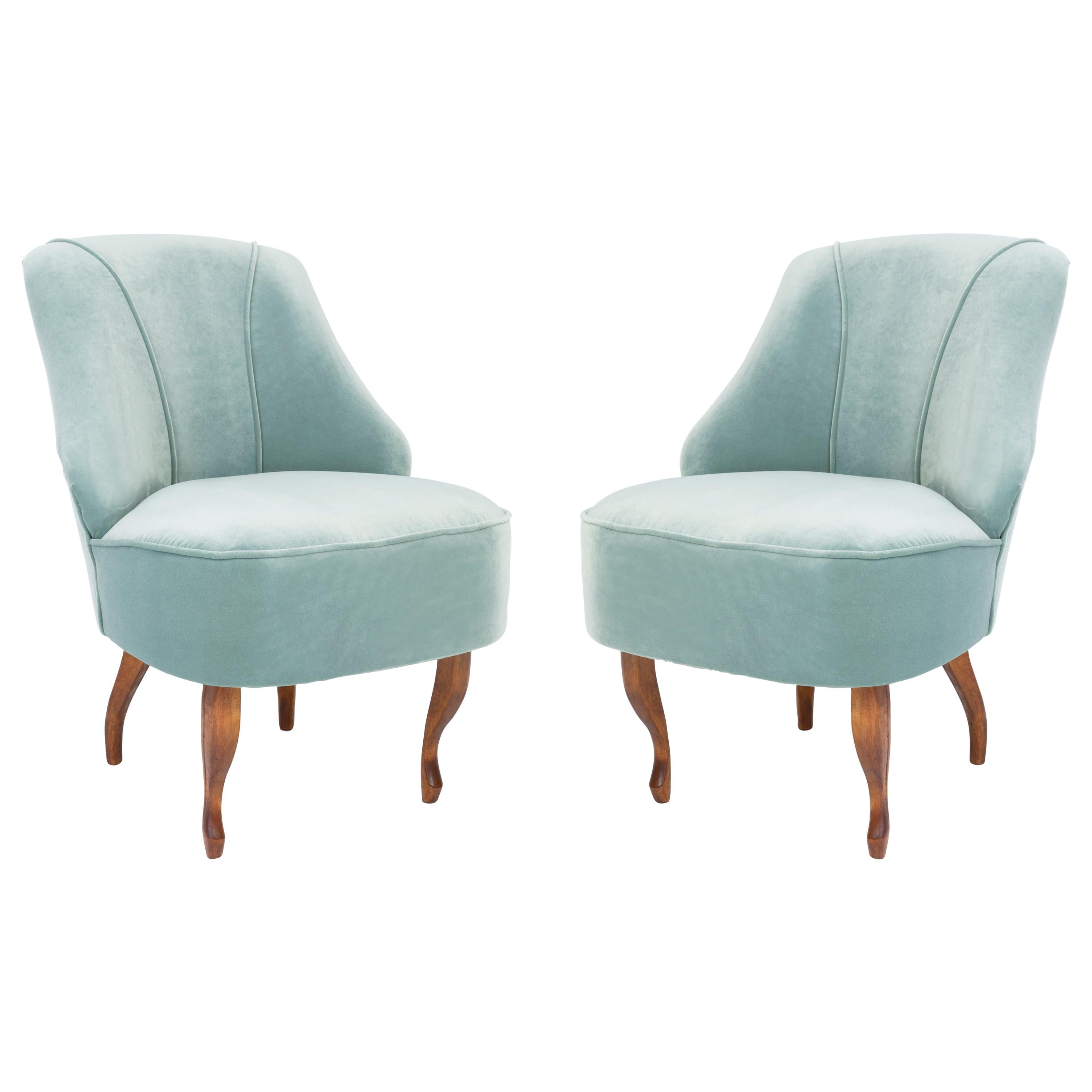 Set of Two 20th Century Art Deco Mint Armchairs, Germany, 1950s For Sale