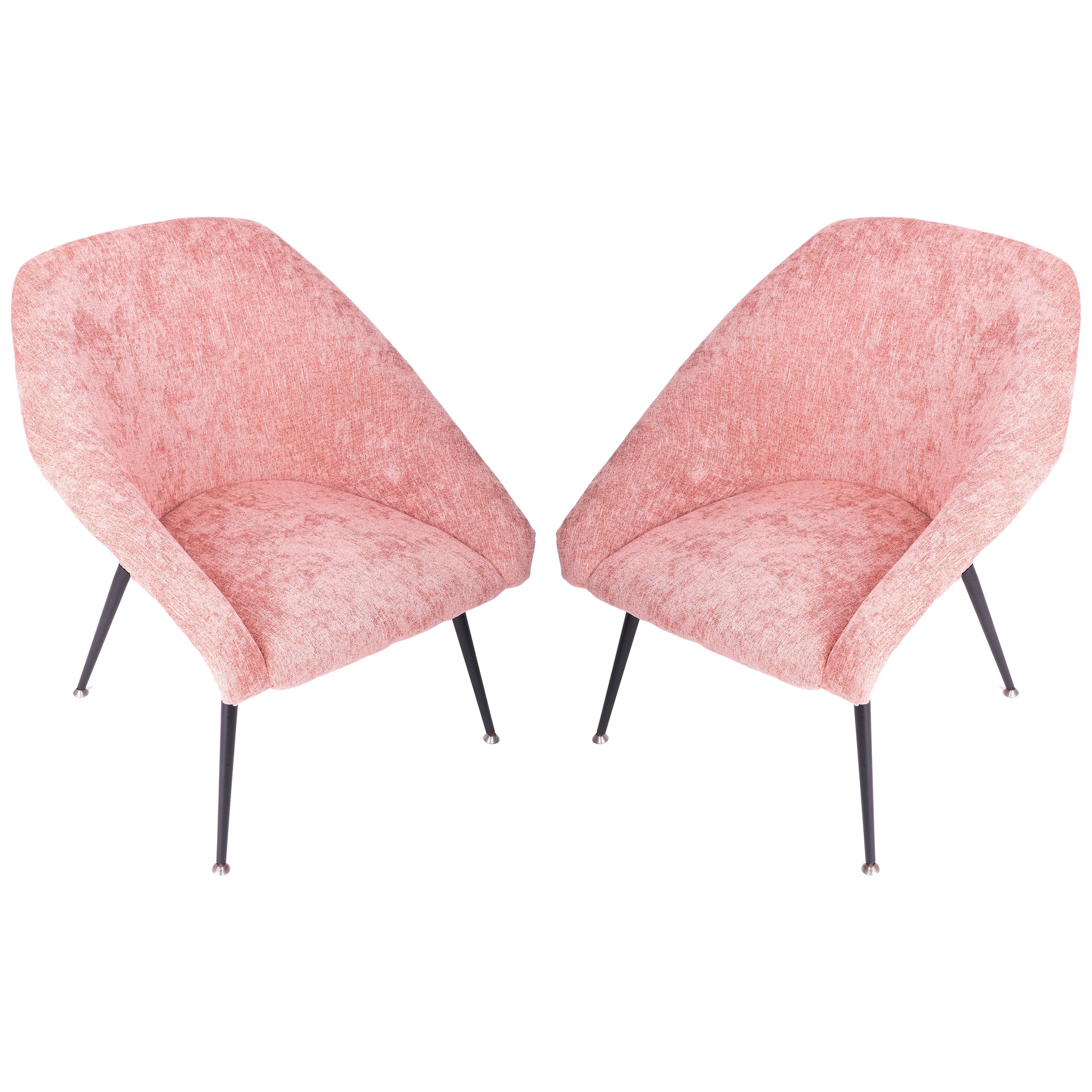 Set of Two 20th Century Baby Pink "Eva" Club Armchairs, 1960s For Sale