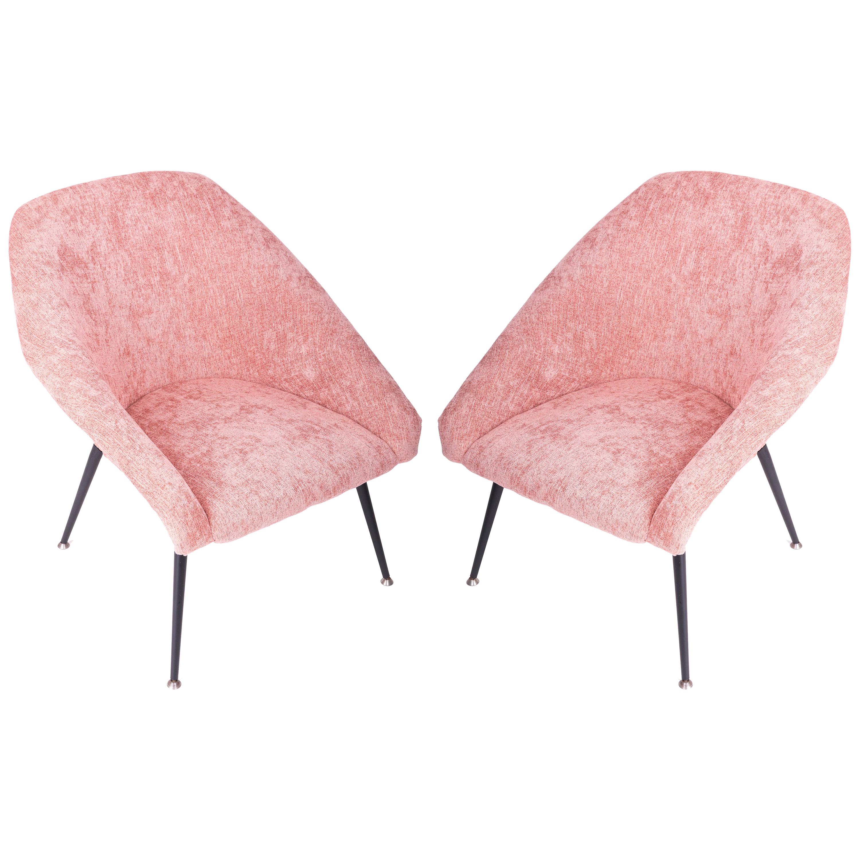 Set of Two 20th Century Baby Pink "Eva" Club Armchairs, 1960s