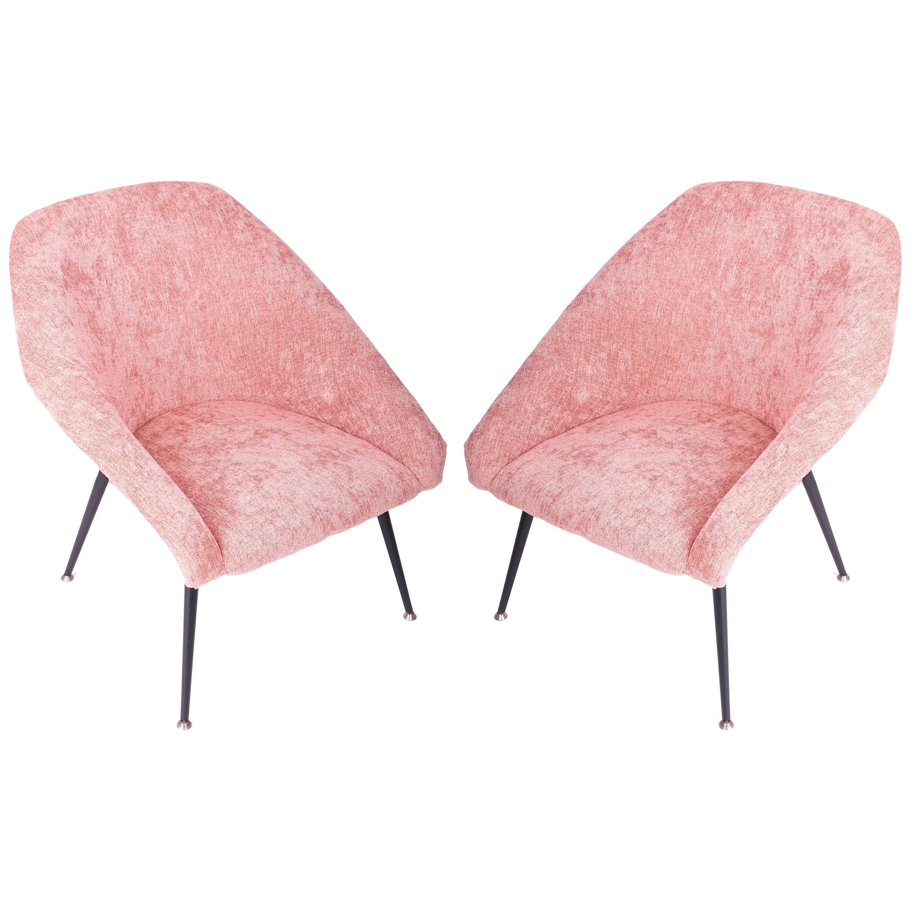 Set of Two 20th Century Baby Pink "Eva" Club Armchairs, 1960s