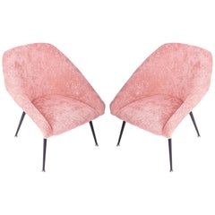 Vintage Set of Two 20th Century Baby Pink "Eva" Club Armchairs, 1960s