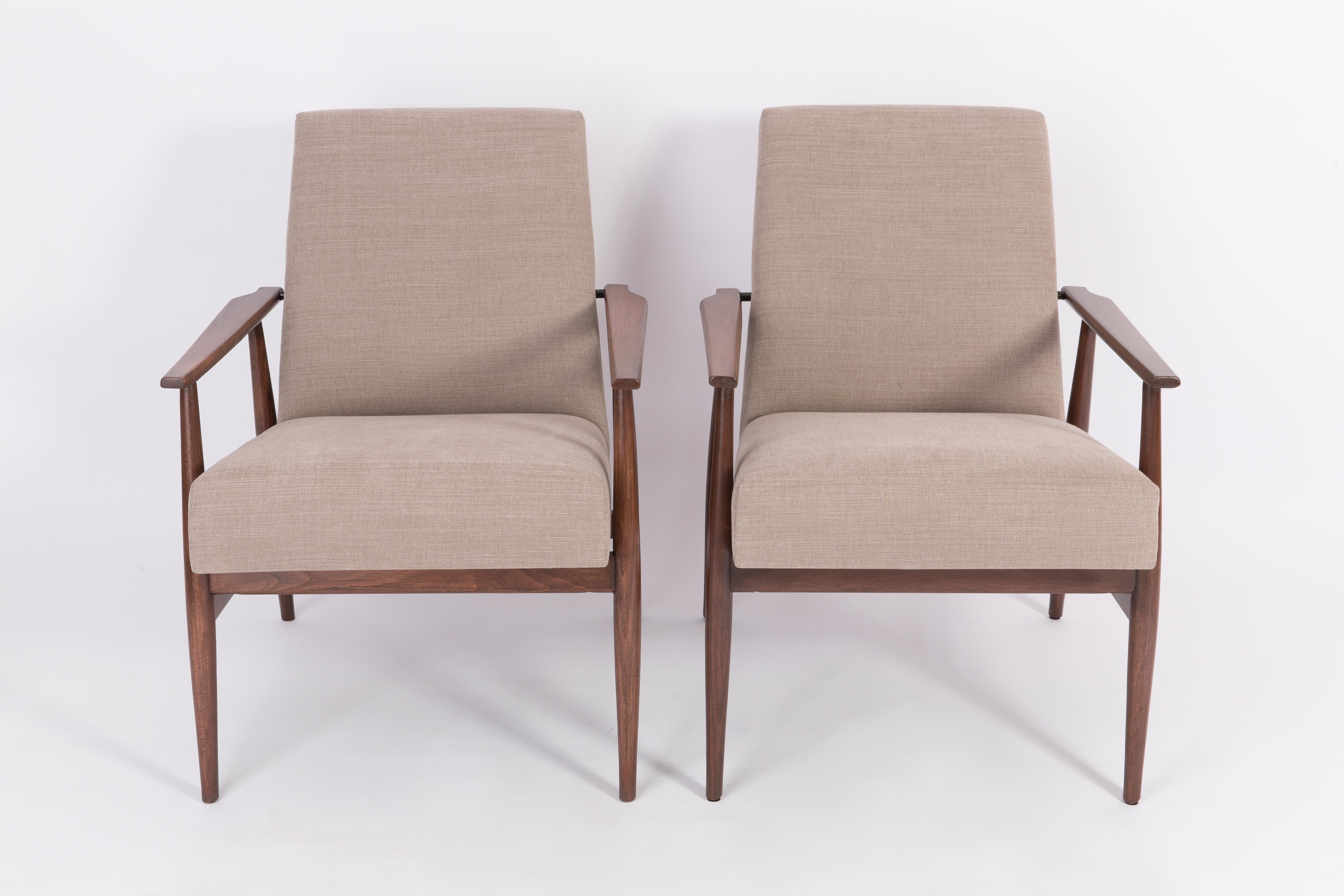 Polish Set of Two 20th Century Beige Dante Armchairs, H. Lis, 1960s For Sale