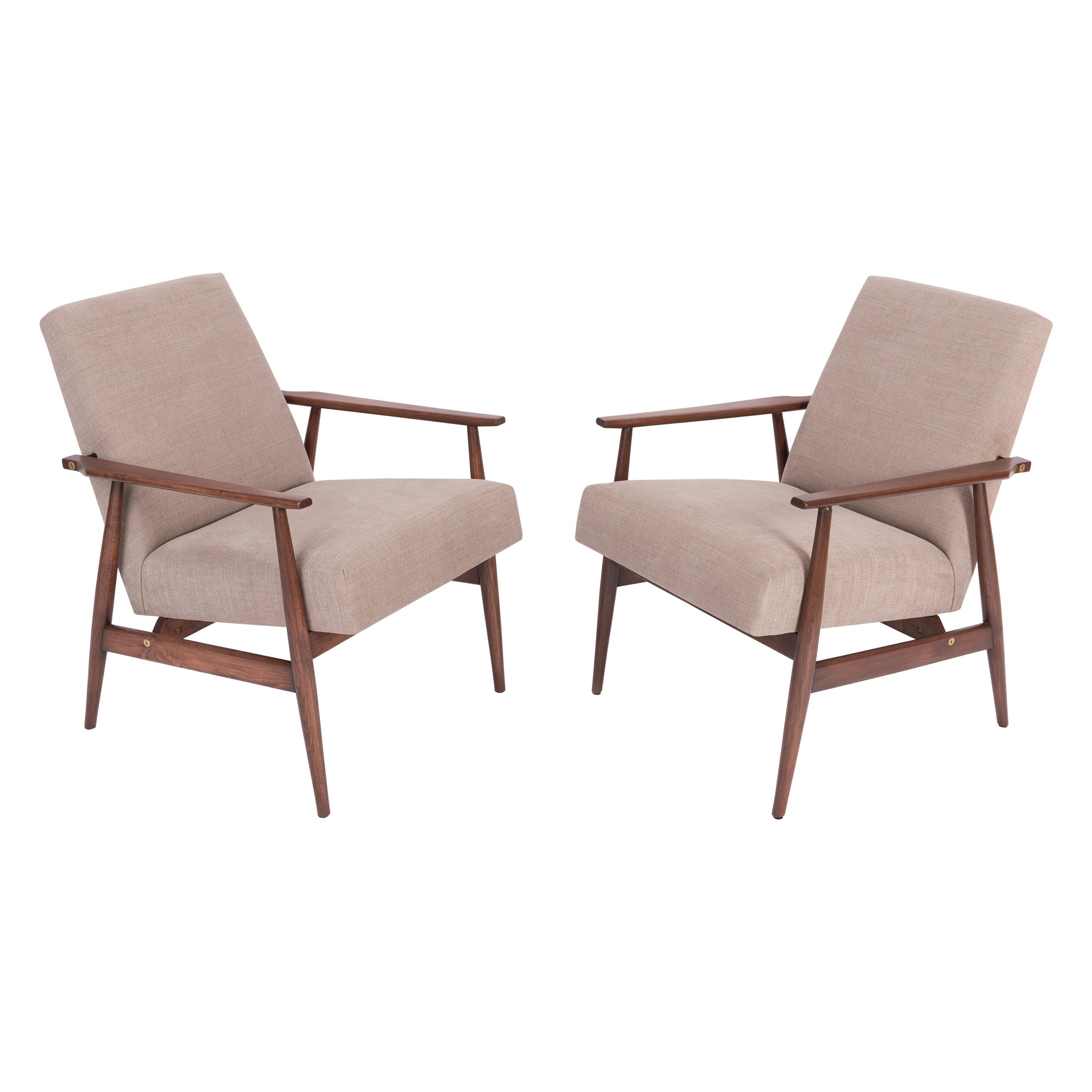 Set of Two 20th Century Beige Dante Armchairs, H. Lis, 1960s For Sale