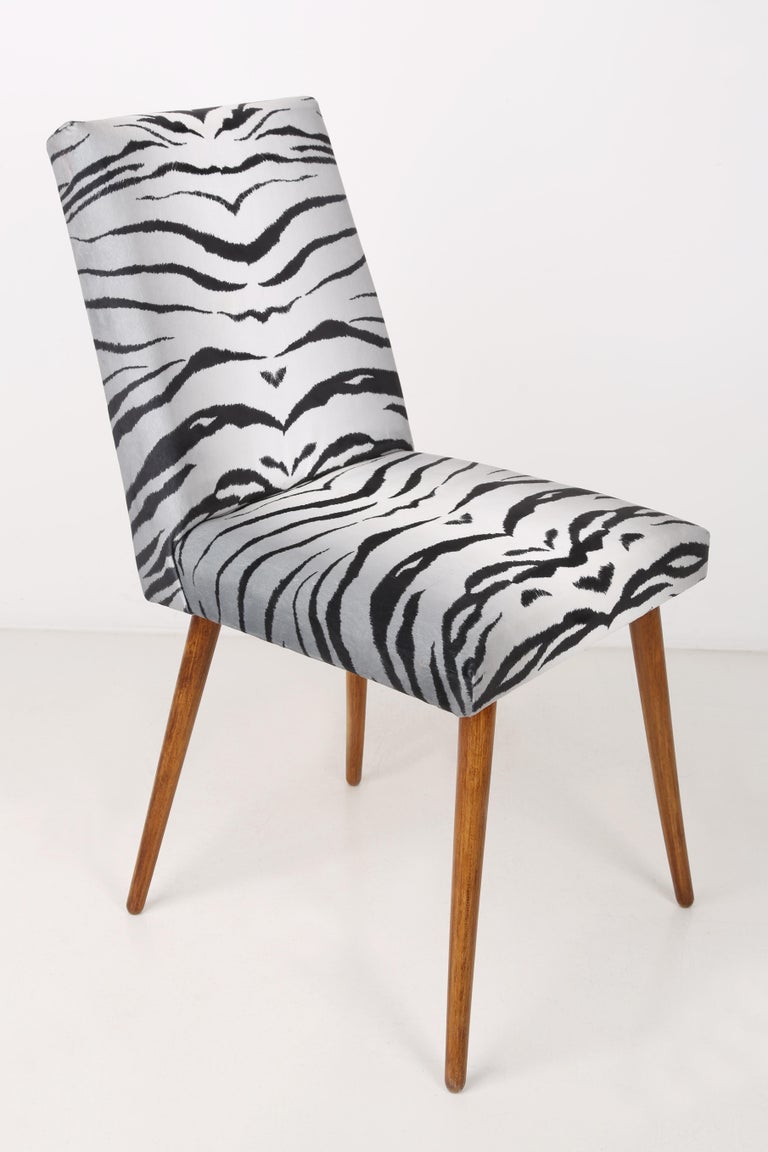 Set of Two 20th Century Black and White Zebra Velvet Chairs, 1960s For Sale at 1stDibs black