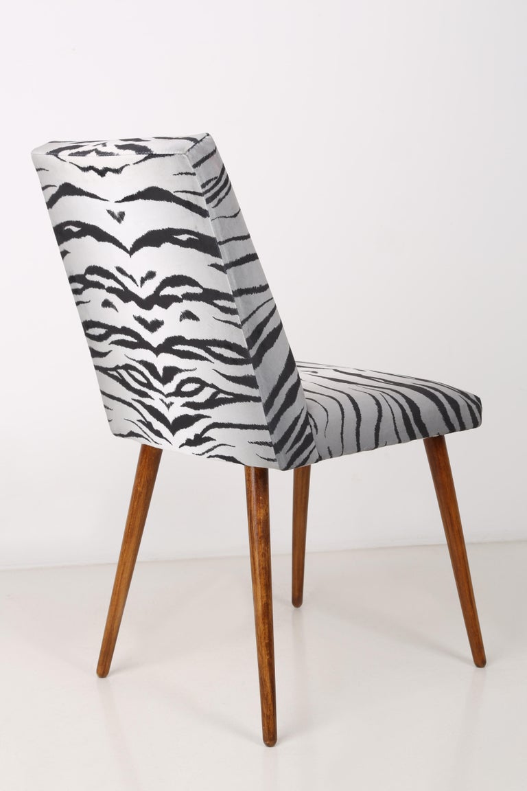 Set of Two 20th Century Black and White Zebra Velvet Chairs, 1960s For