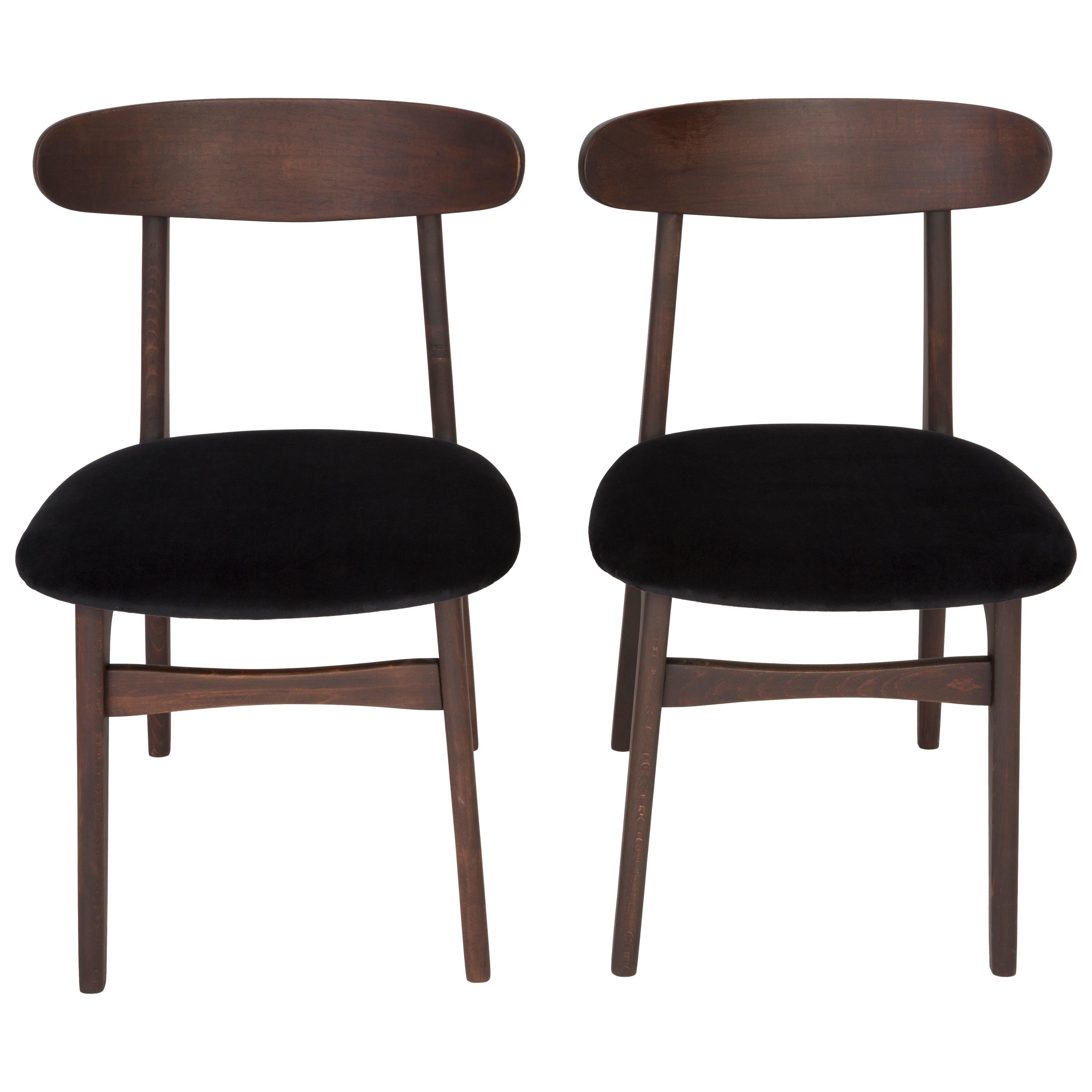 Set of Two 20th Century Black Velvet Chairs, 1960s For Sale