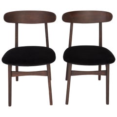 Set of Two 20th Century Black Velvet Chairs, 1960s
