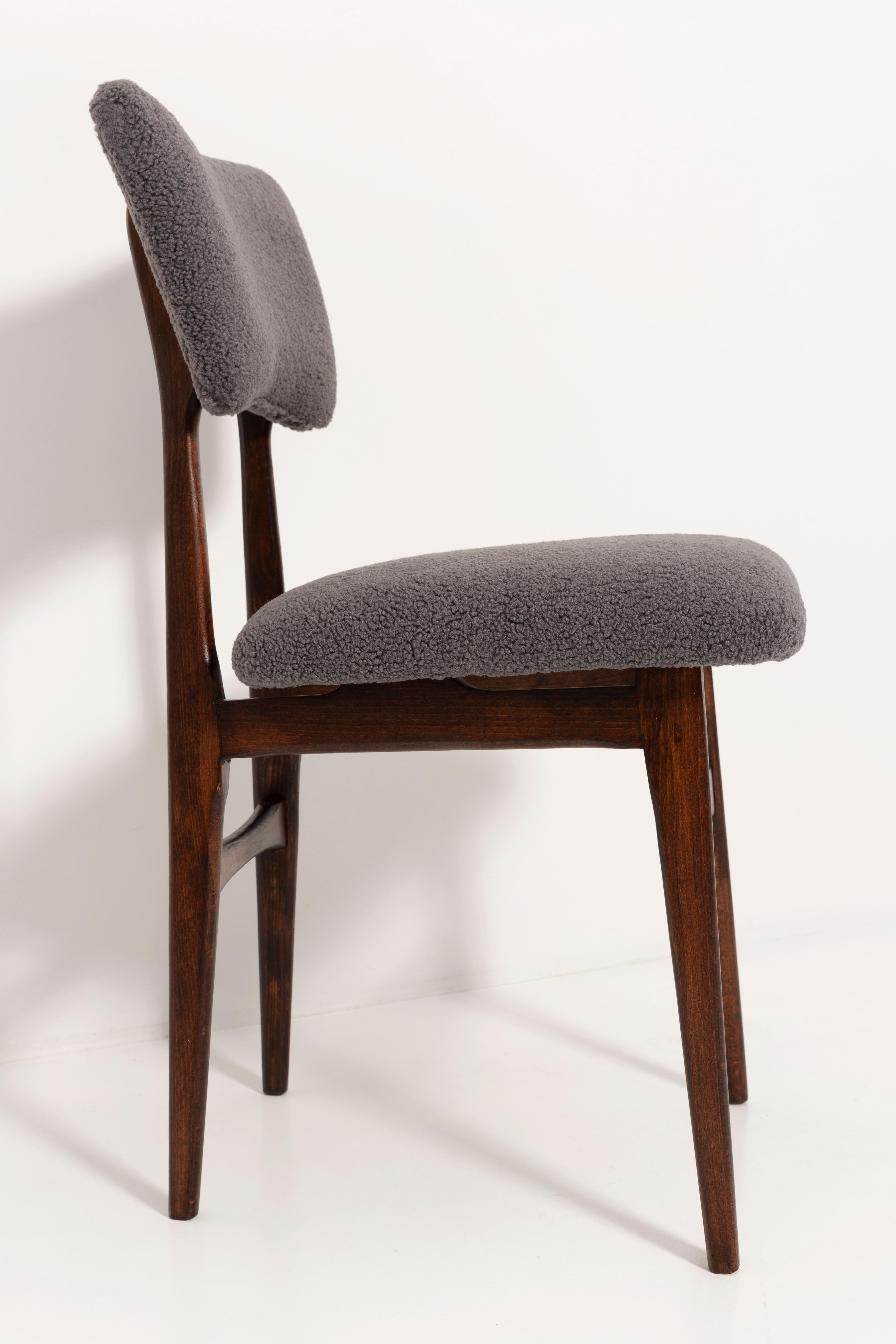 Mid-Century Modern Set of Two 20th Century Chairs in Dark Boucle, Europe, 1960s For Sale