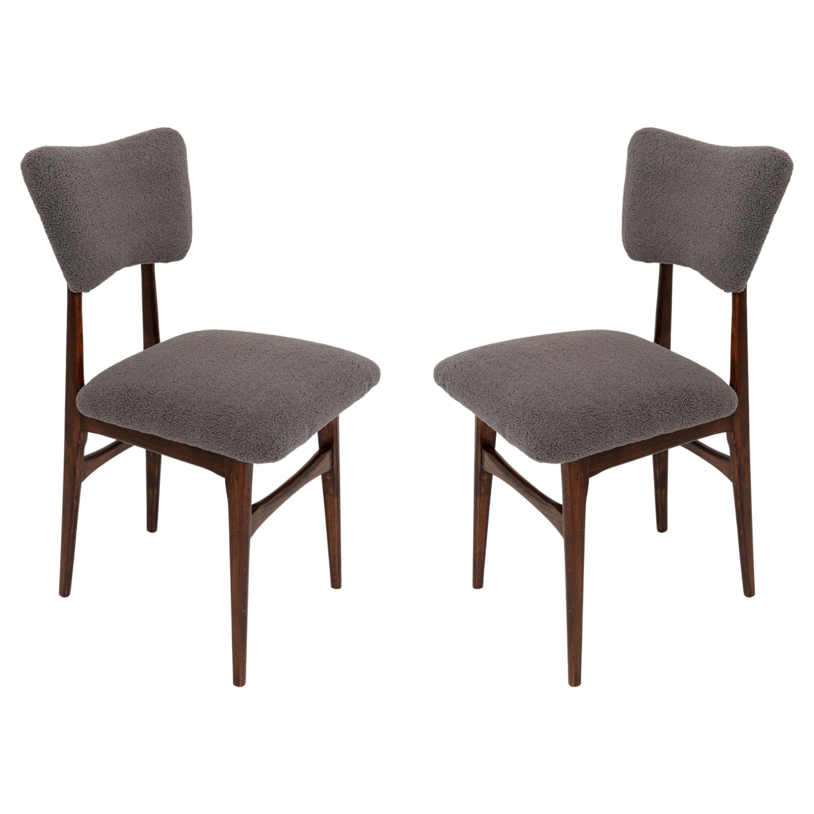 Set aus zwei Stühlen aus dunklem Bouclé des 20. Jahrhunderts, Europa, 1960er Jahre