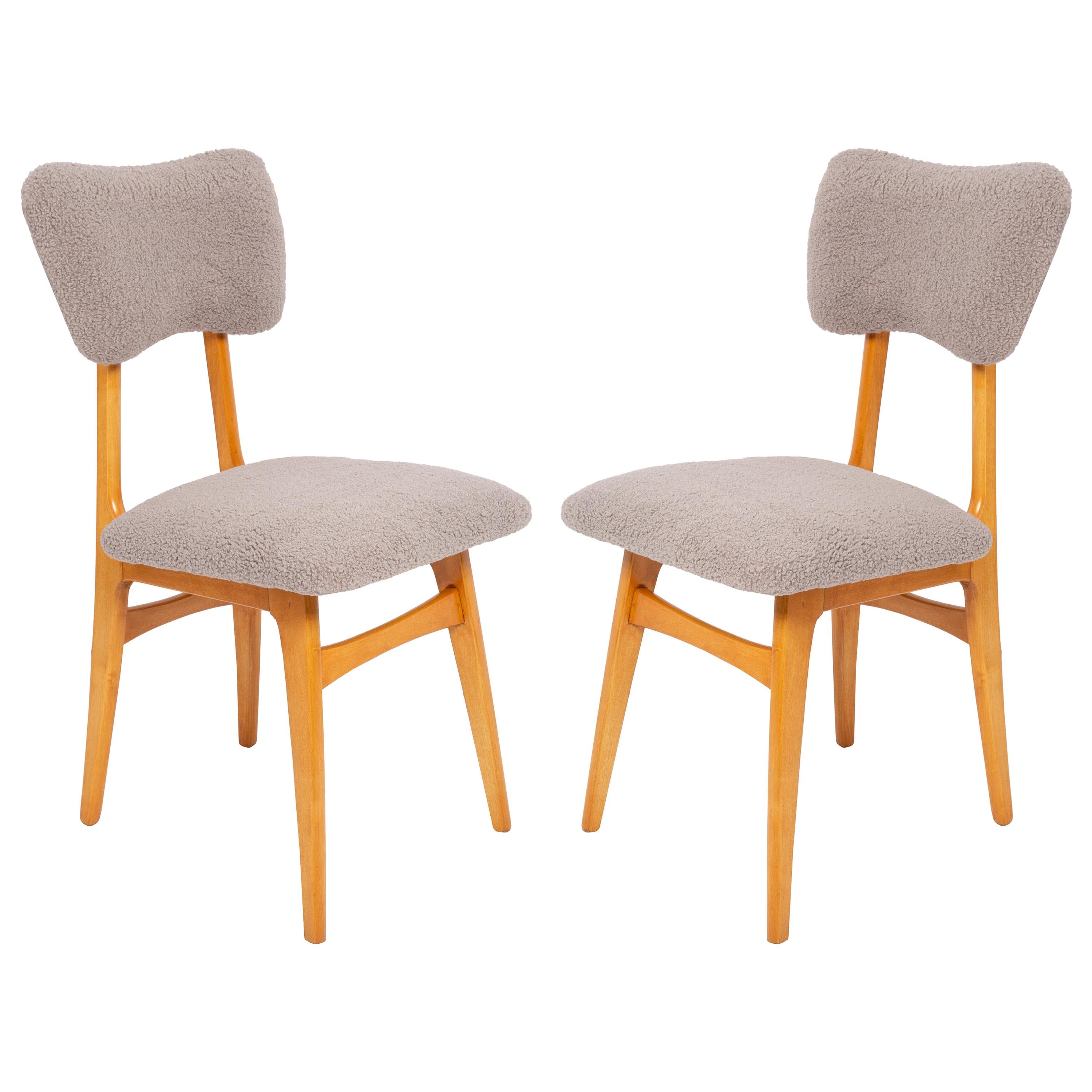 Set of Two 20th Century Gray Boucle Chairs, 1960s For Sale