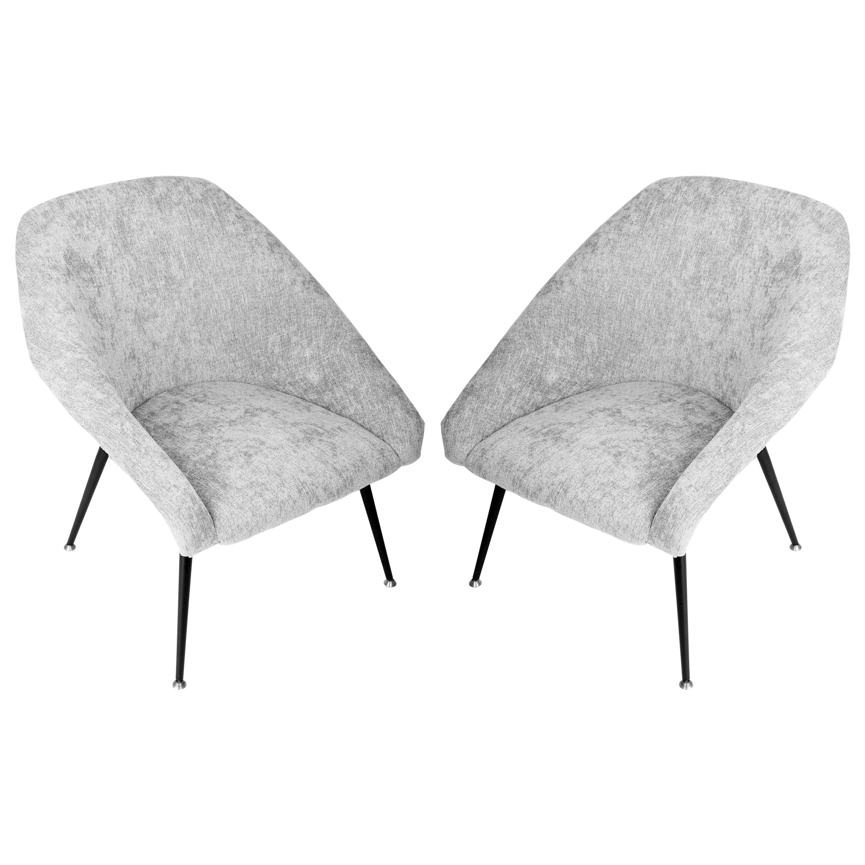 Set of Two 20th Century Gray "Eva" Club Armchairs, 1960s For Sale